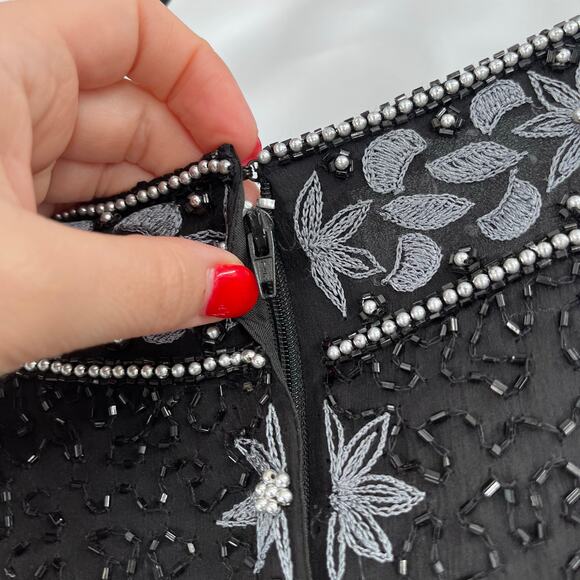 Cote d Azur Silk Beaded Flower Old Money Black Y2K Blouse Country Women’s 3X - Picture 8 of 10